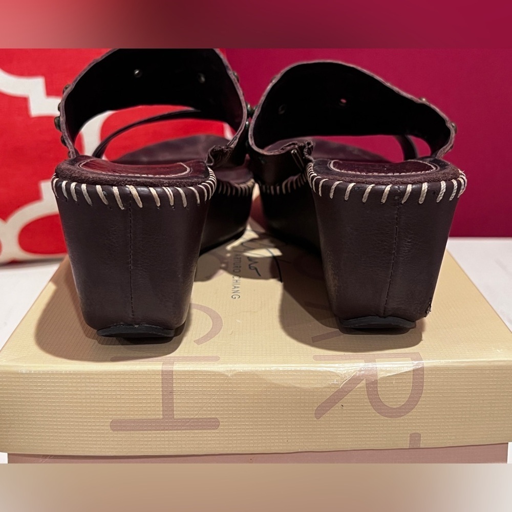 Arturo Chiang Dark Brown Studded Sandals - Picture 4 of 8